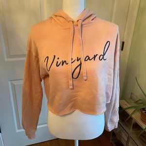 Vineyard Light Pink Cropped Hoodie